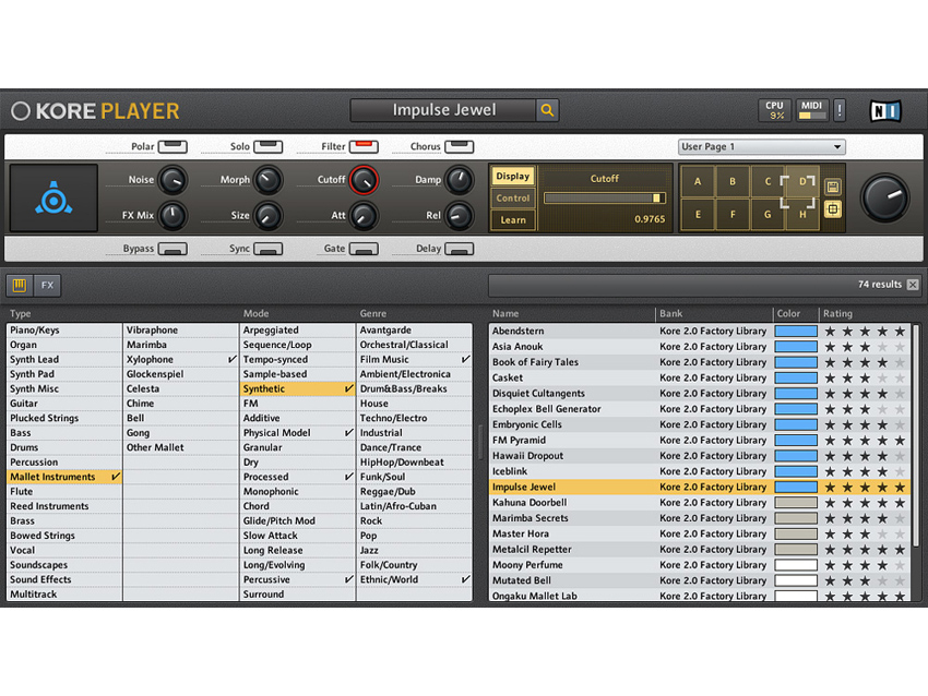 Kore Player features the same powerful sound browser as Kore 2.